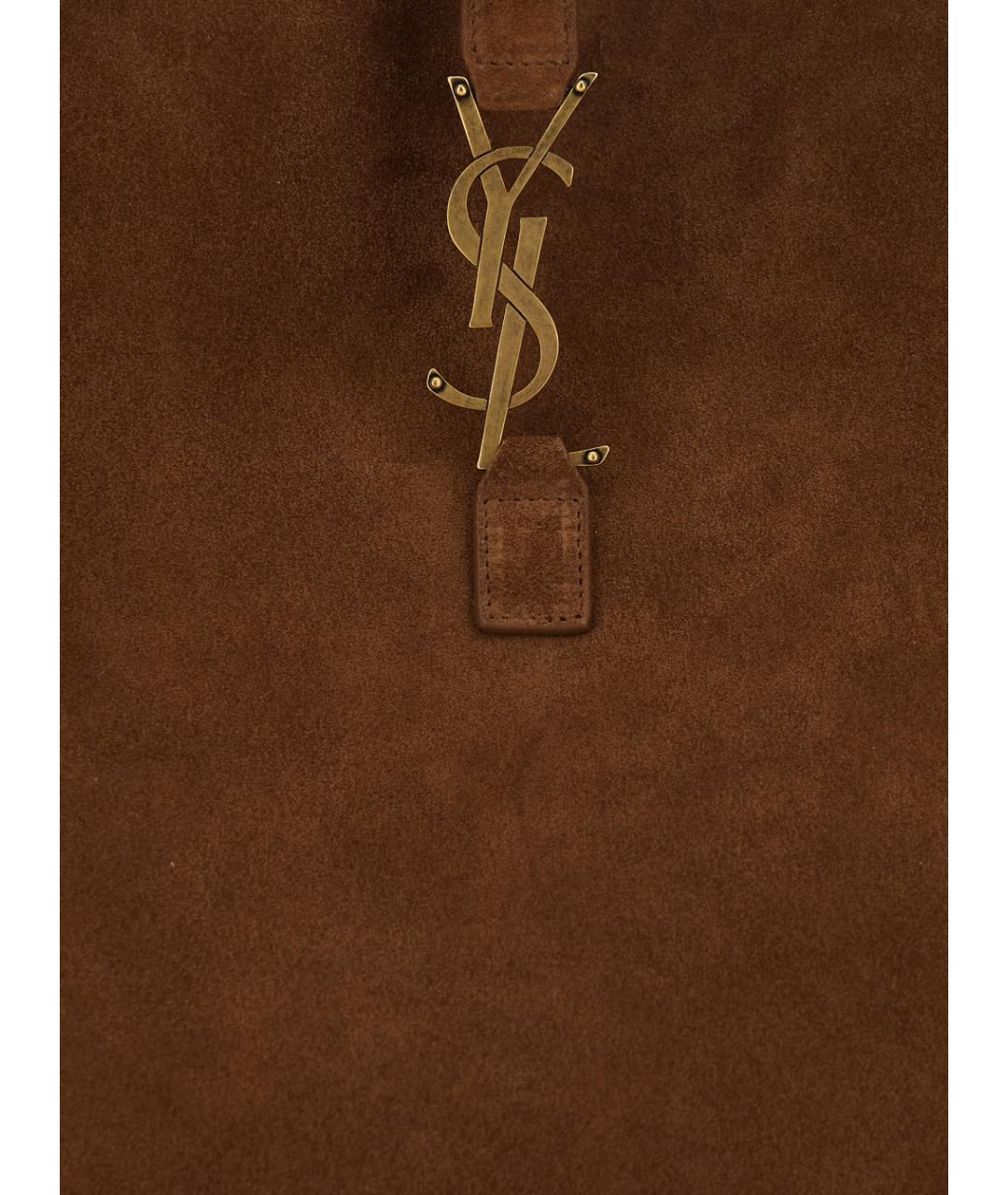 SAINT LAURENT Бежевая замшевая сумка тоут, фото 3