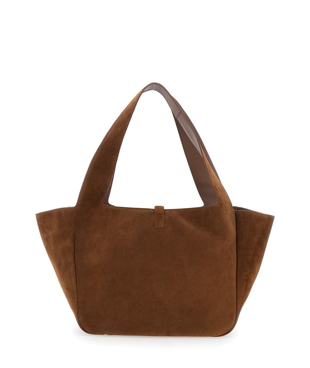 SAINT LAURENT Бежевая замшевая сумка тоут, фото 2