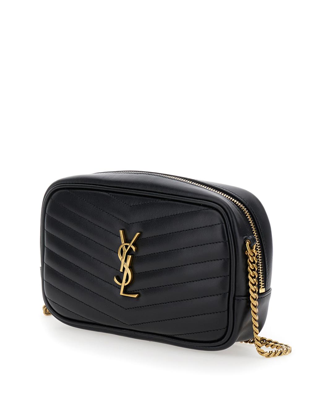 SAINT LAURENT Черная кожаная сумка через плечо, фото 2