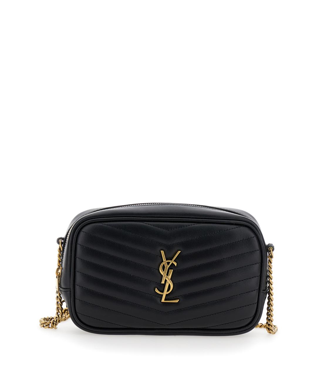 SAINT LAURENT Черная кожаная сумка через плечо, фото 1