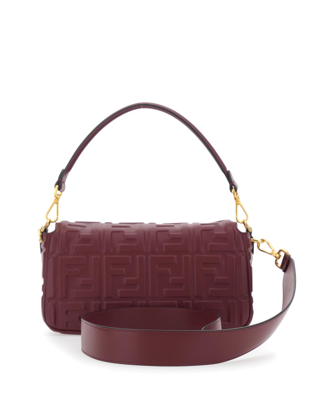 FENDI Бордовая кожаная сумка через плечо, фото 2