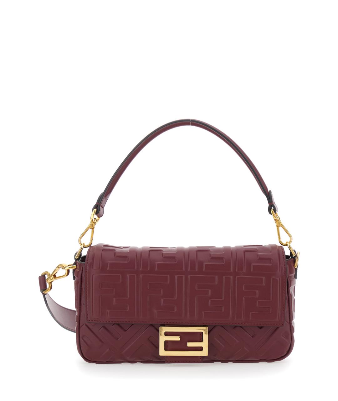 FENDI Бордовая кожаная сумка через плечо, фото 1