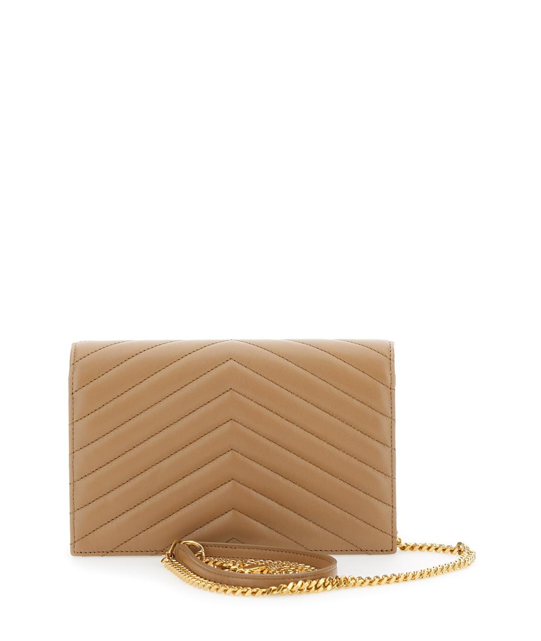 SAINT LAURENT Бежевая кожаная сумка через плечо, фото 2