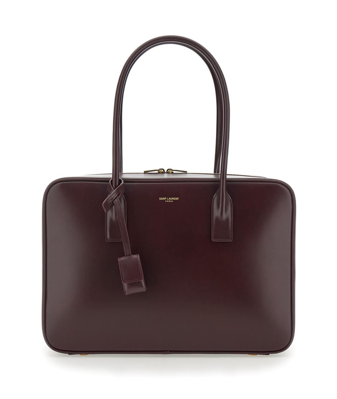 SAINT LAURENT Бордовая кожаная сумка тоут, фото 1