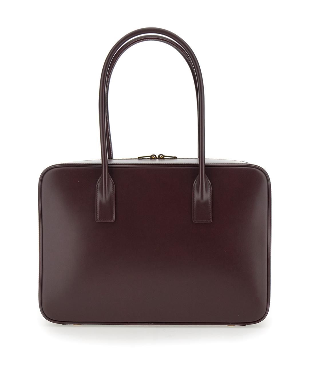 SAINT LAURENT Бордовая кожаная сумка тоут, фото 2
