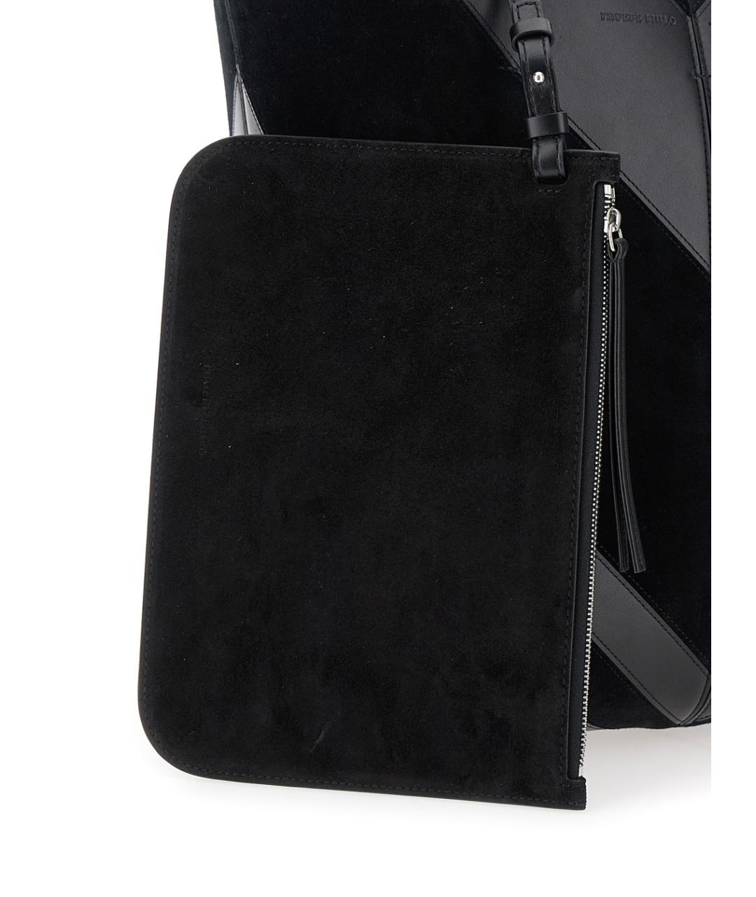 PHOEBE PHILO Черная кожаная сумка тоут, фото 3