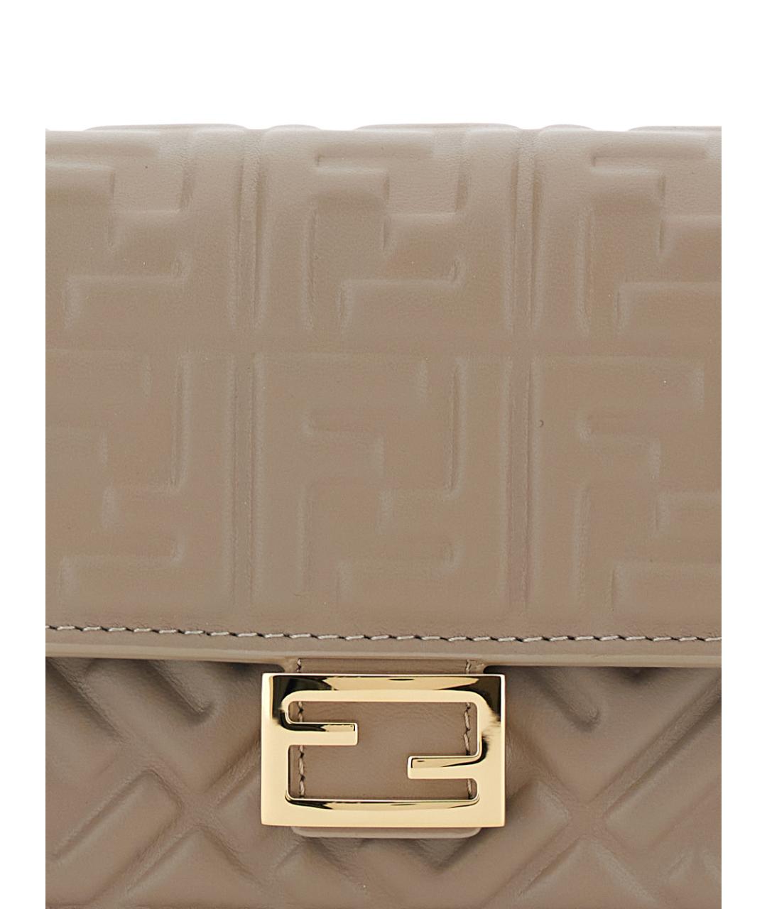 FENDI Бежевая кожаная сумка через плечо, фото 3