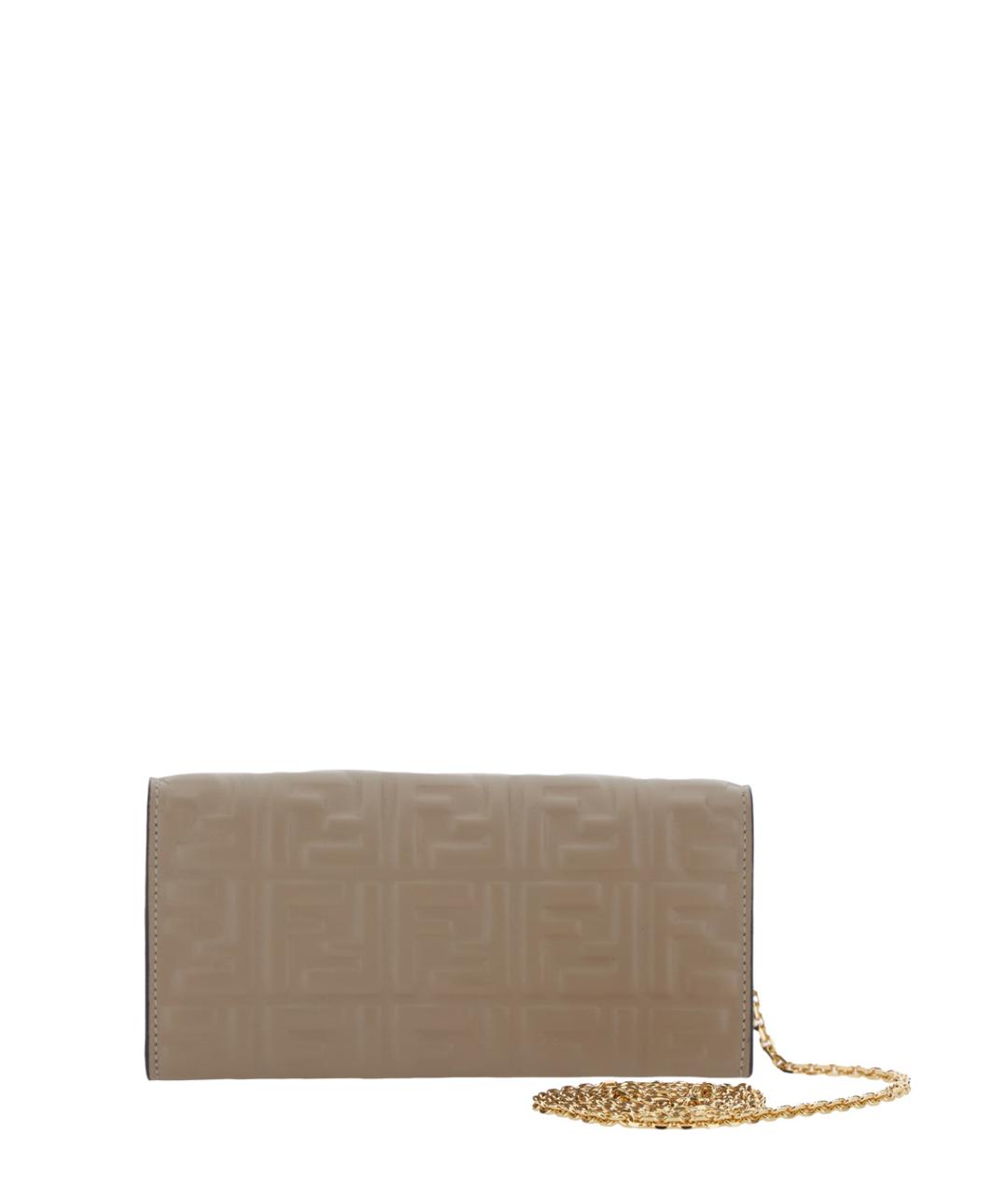 FENDI Бежевая кожаная сумка через плечо, фото 3