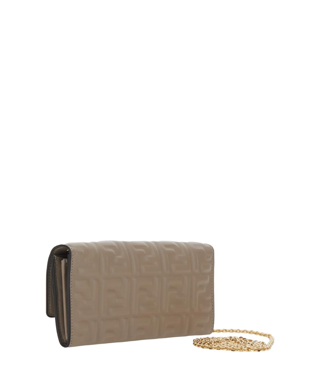 FENDI Бежевая кожаная сумка через плечо, фото 2