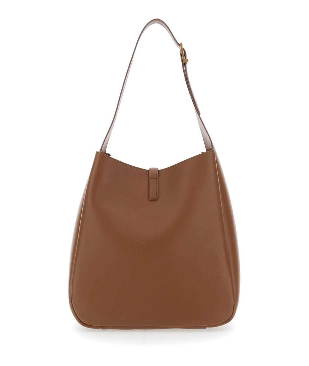 SAINT LAURENT Коричневая кожаная сумка через плечо, фото 2