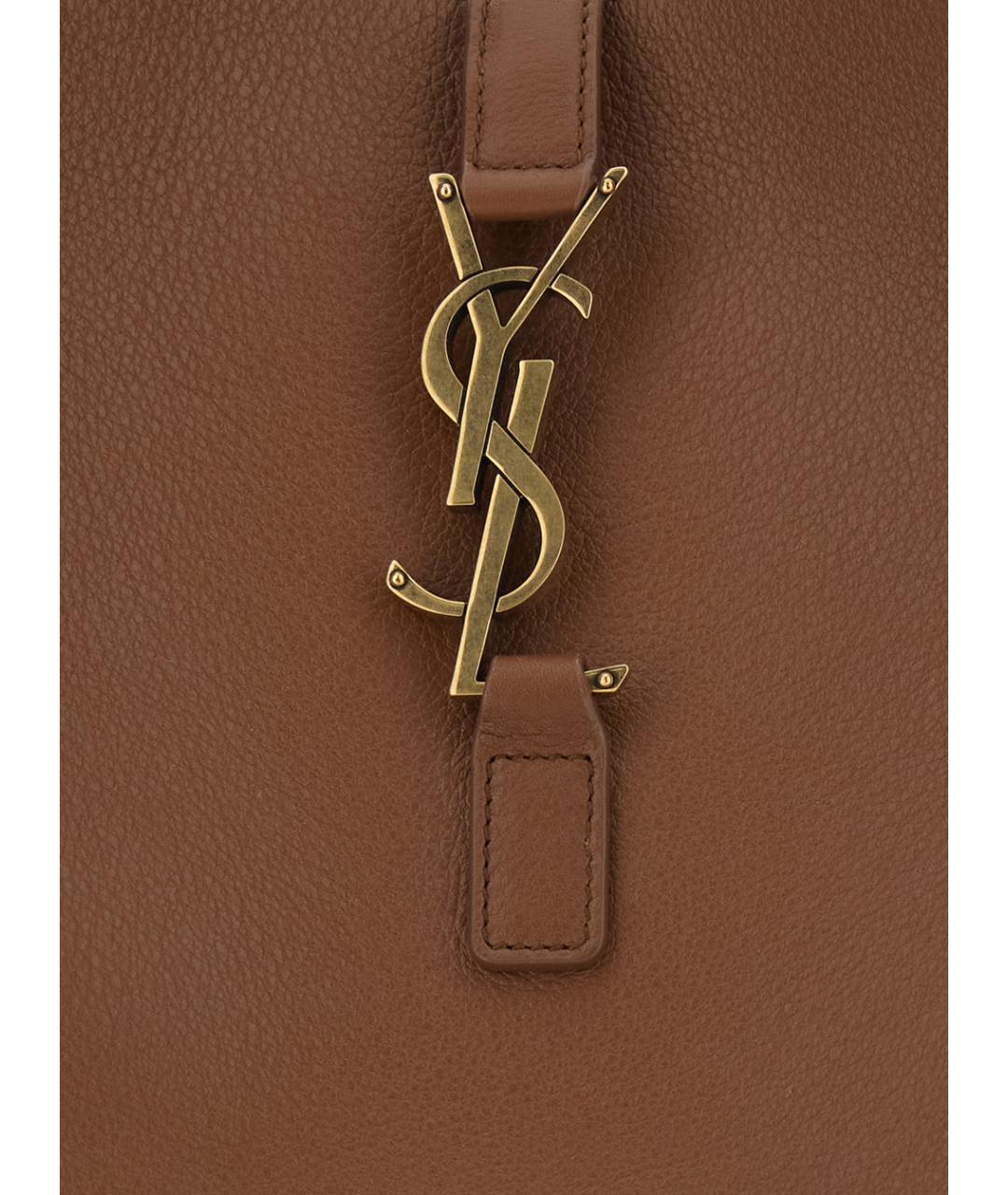 SAINT LAURENT Коричневая кожаная сумка через плечо, фото 3