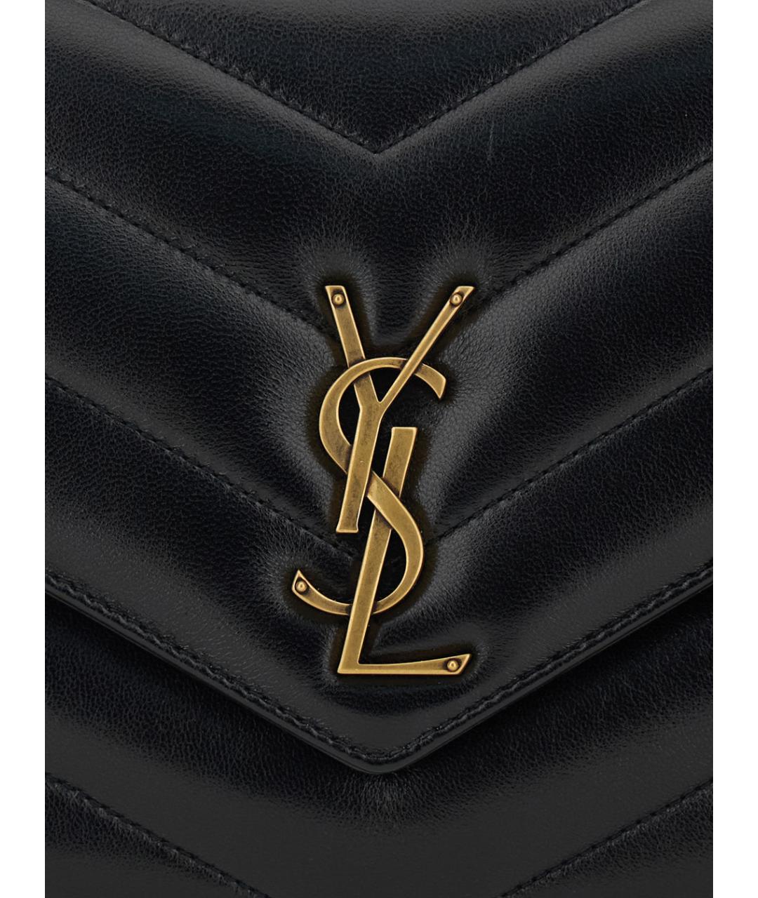 SAINT LAURENT Черная кожаная сумка через плечо, фото 3