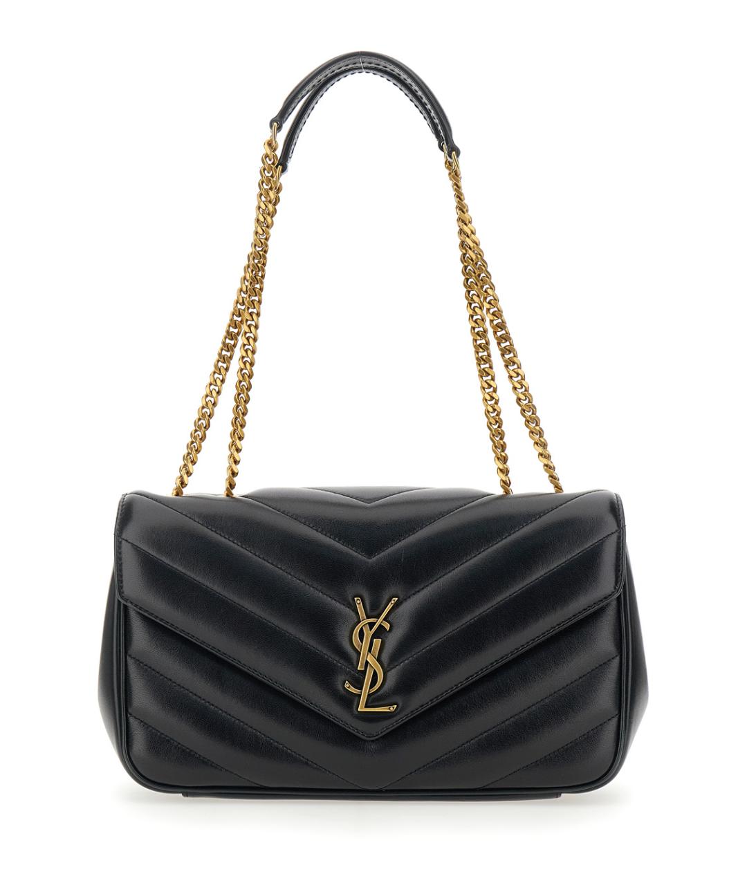 SAINT LAURENT Черная кожаная сумка через плечо, фото 1