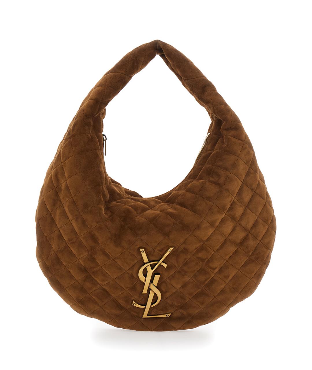 SAINT LAURENT Коричневая замшевая сумка через плечо, фото 1