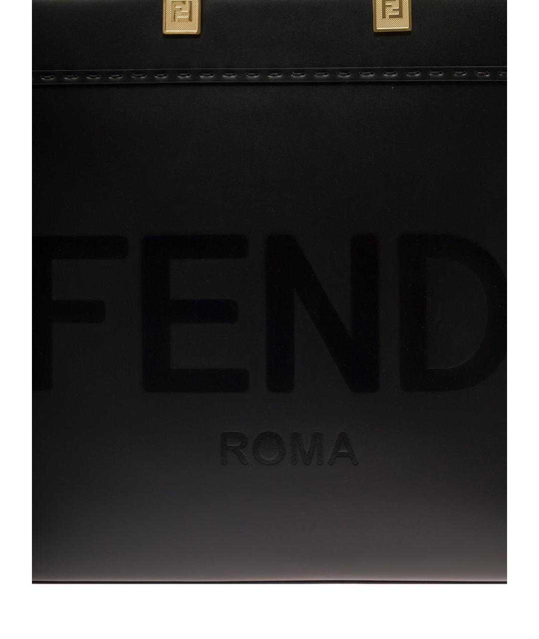 FENDI Черная кожаная сумка тоут, фото 4