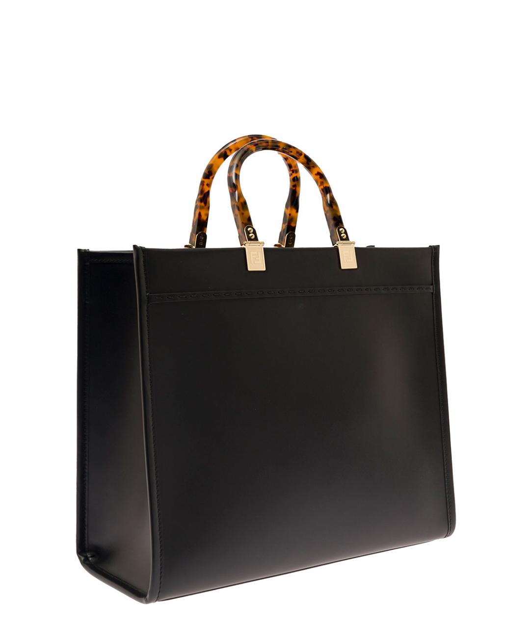 FENDI Черная кожаная сумка тоут, фото 2