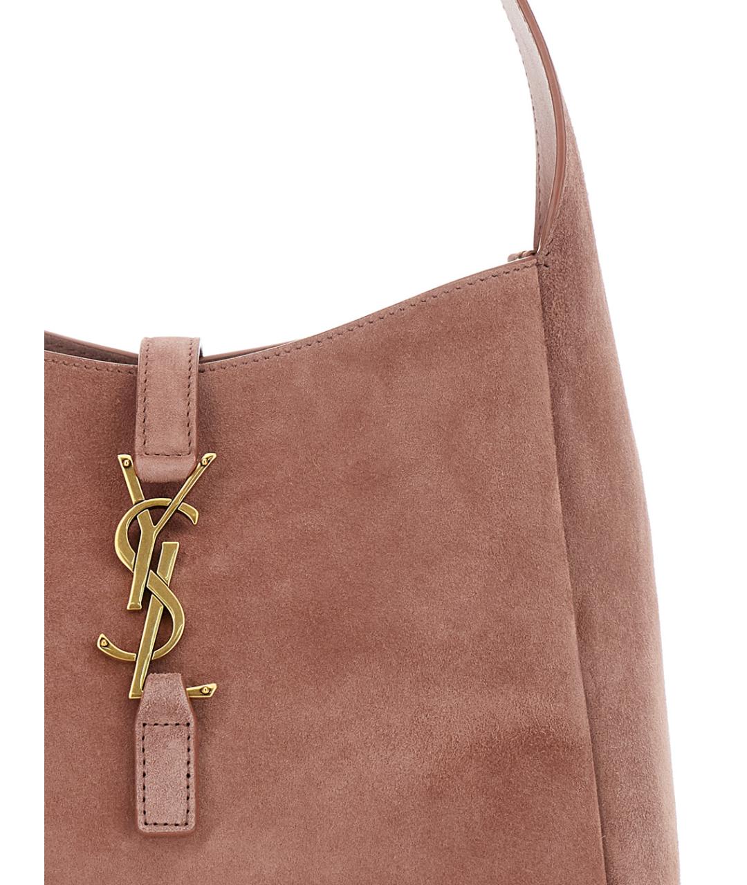 SAINT LAURENT Розовая замшевая сумка через плечо, фото 3