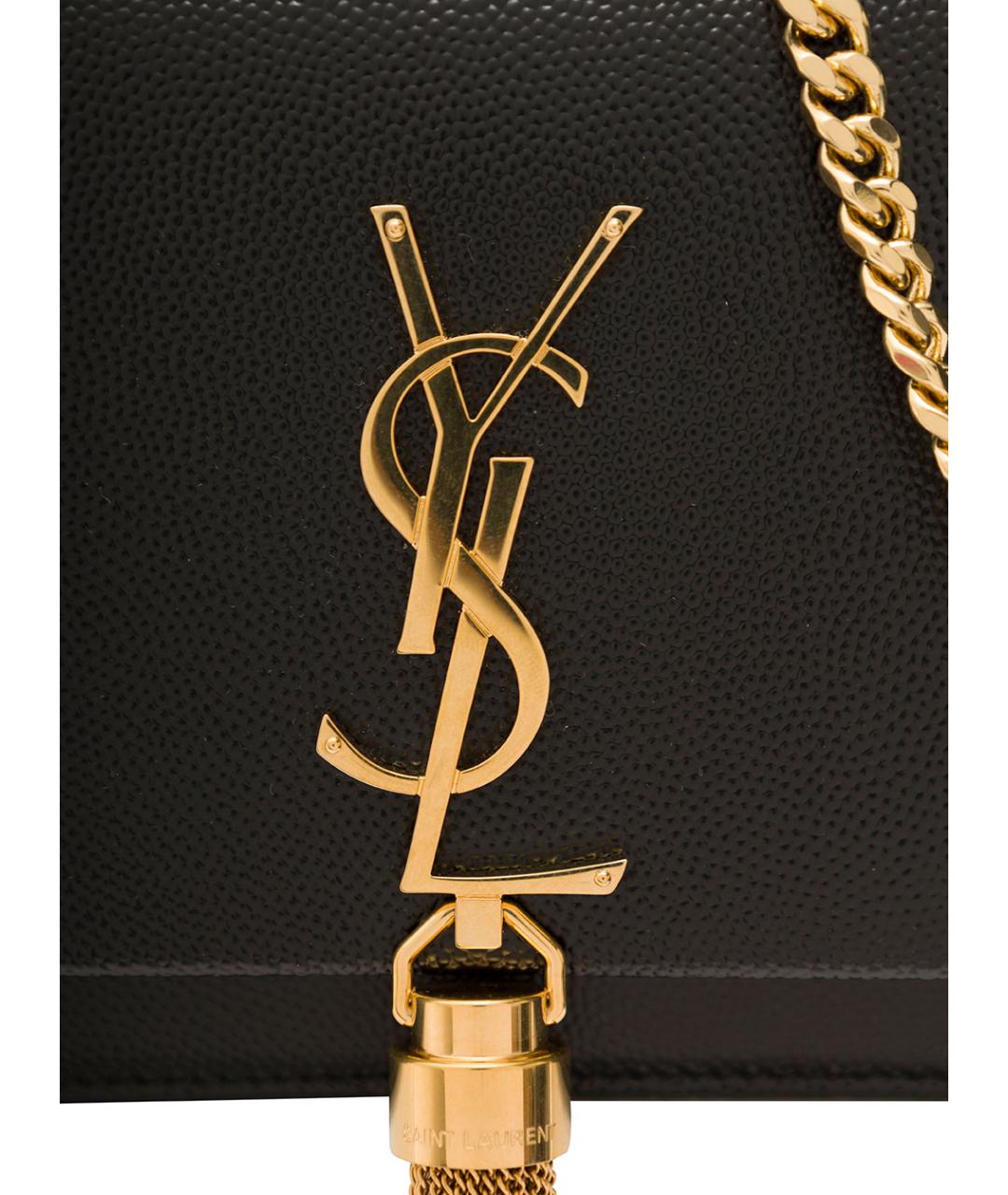 SAINT LAURENT Черная кожаная сумка через плечо, фото 4