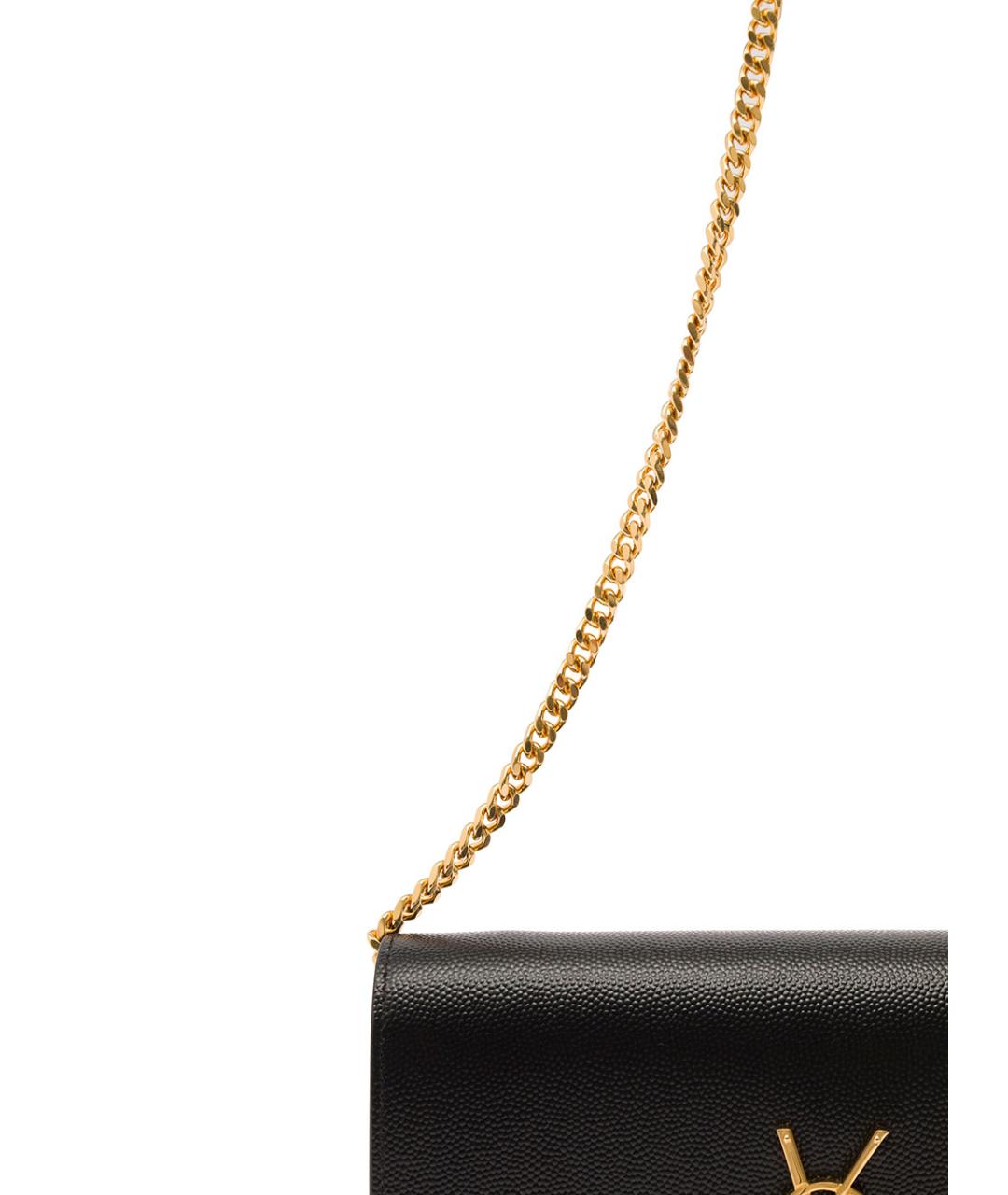 SAINT LAURENT Черная кожаная сумка через плечо, фото 3