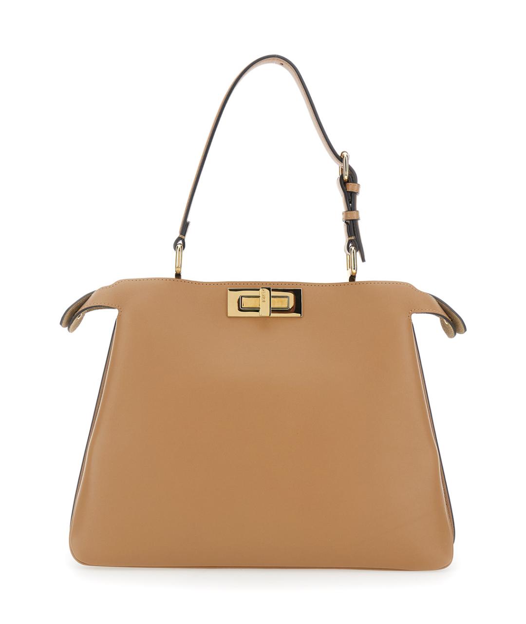 FENDI Бежевая кожаная сумка через плечо, фото 2