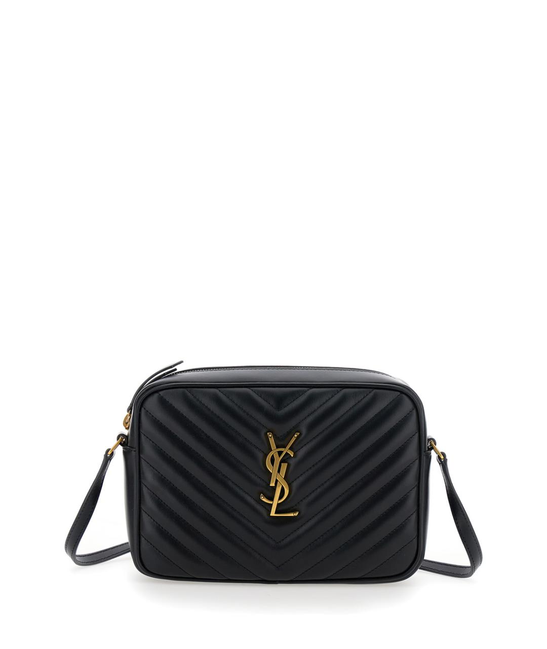 SAINT LAURENT Черная кожаная сумка через плечо, фото 1