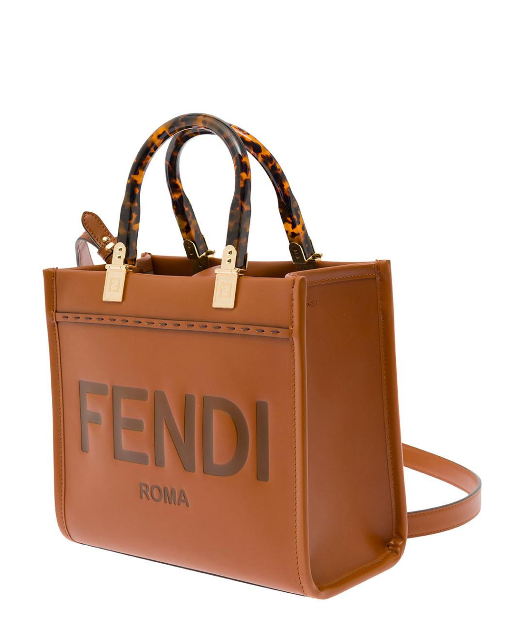 FENDI Коричневая кожаная сумка через плечо, фото 2