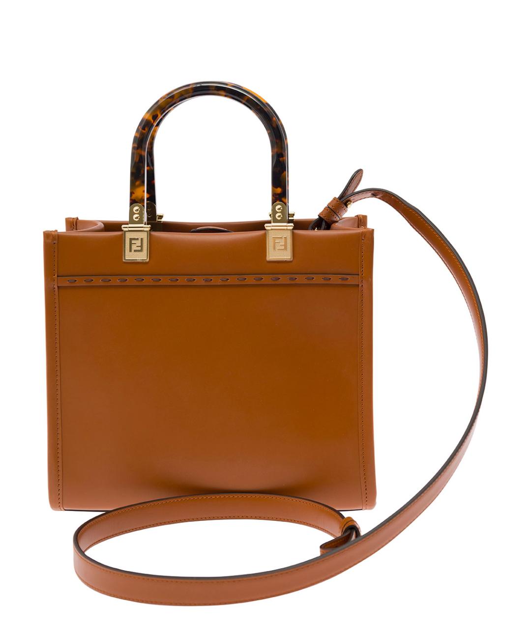 FENDI Коричневая кожаная сумка через плечо, фото 4