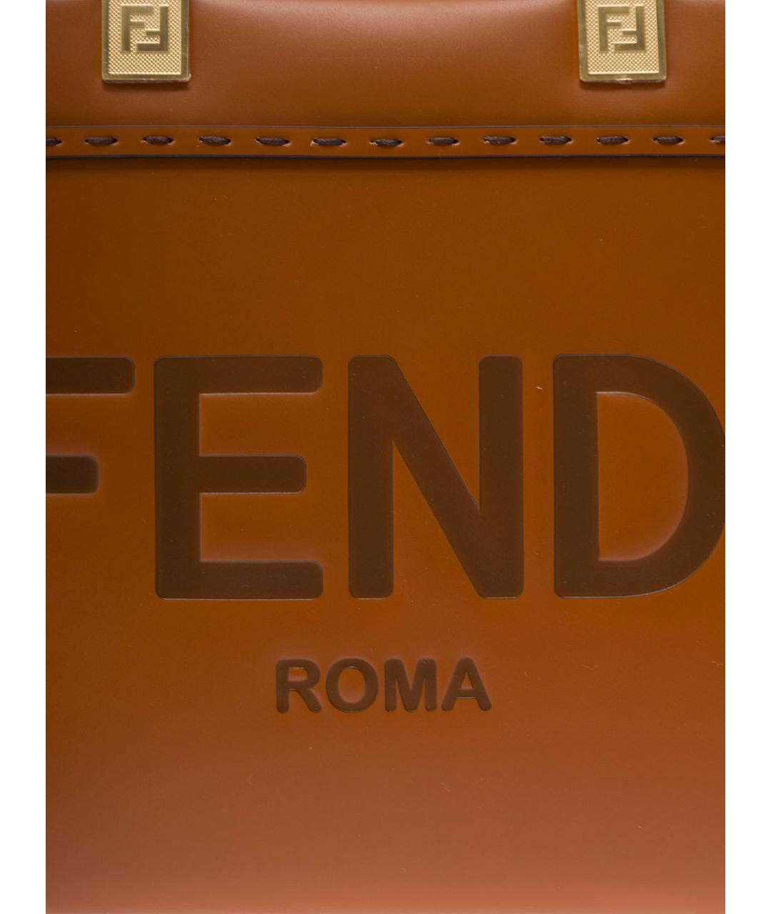 FENDI Коричневая кожаная сумка через плечо, фото 5