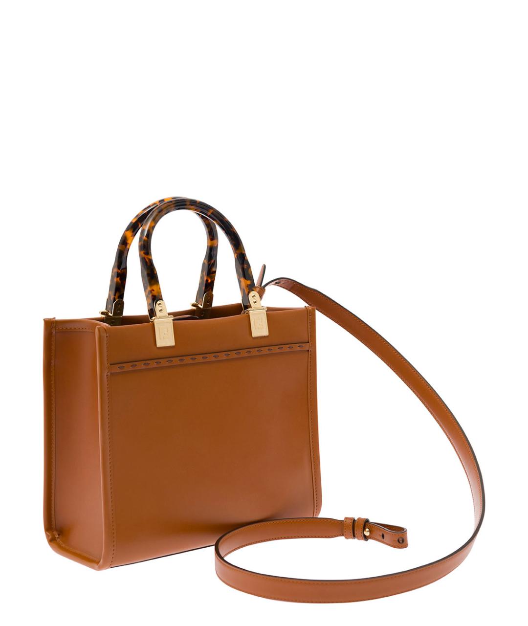 FENDI Коричневая кожаная сумка через плечо, фото 3