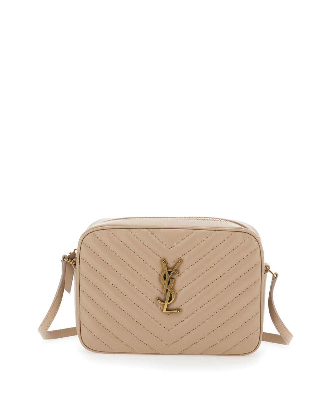 SAINT LAURENT Бежевая кожаная сумка через плечо, фото 1
