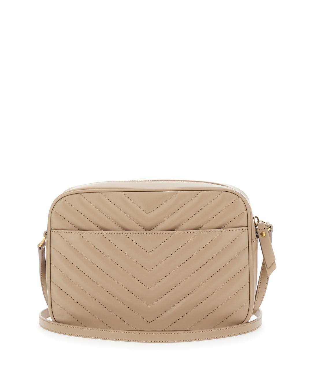 SAINT LAURENT Бежевая кожаная сумка через плечо, фото 2