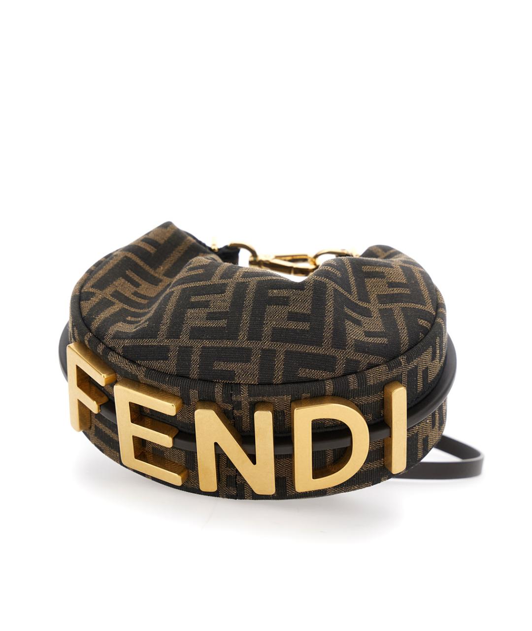 FENDI Коричневая хлопковая сумка через плечо, фото 3