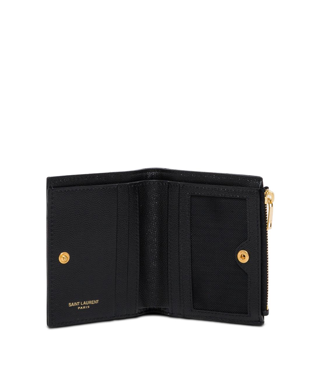 SAINT LAURENT Черный кожаный кошелек, фото 3