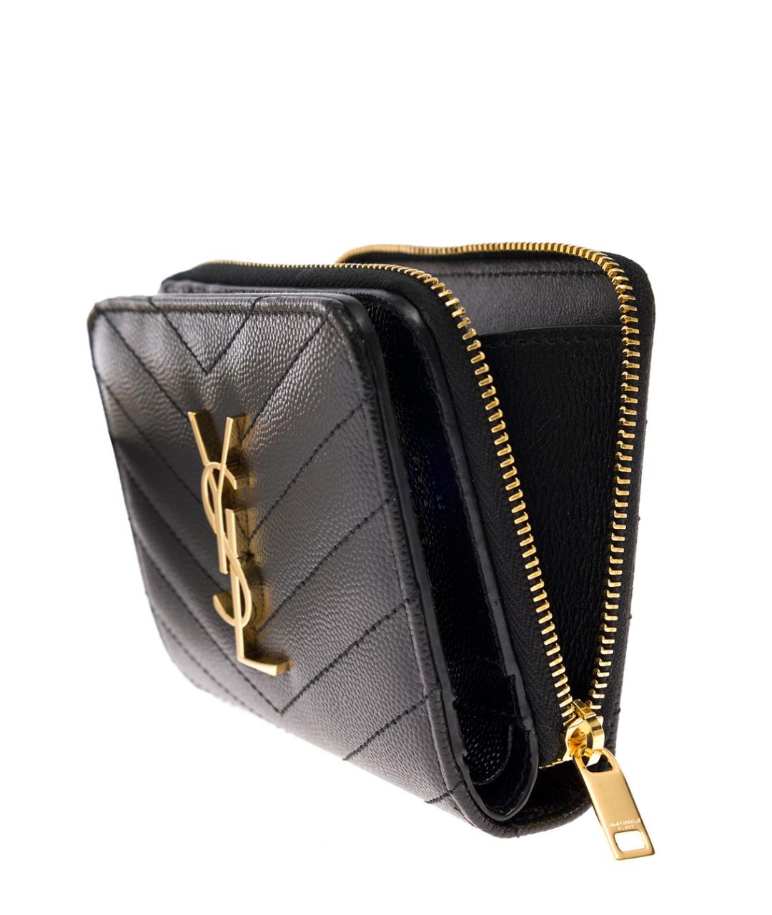 SAINT LAURENT Черный кожаный кошелек, фото 4