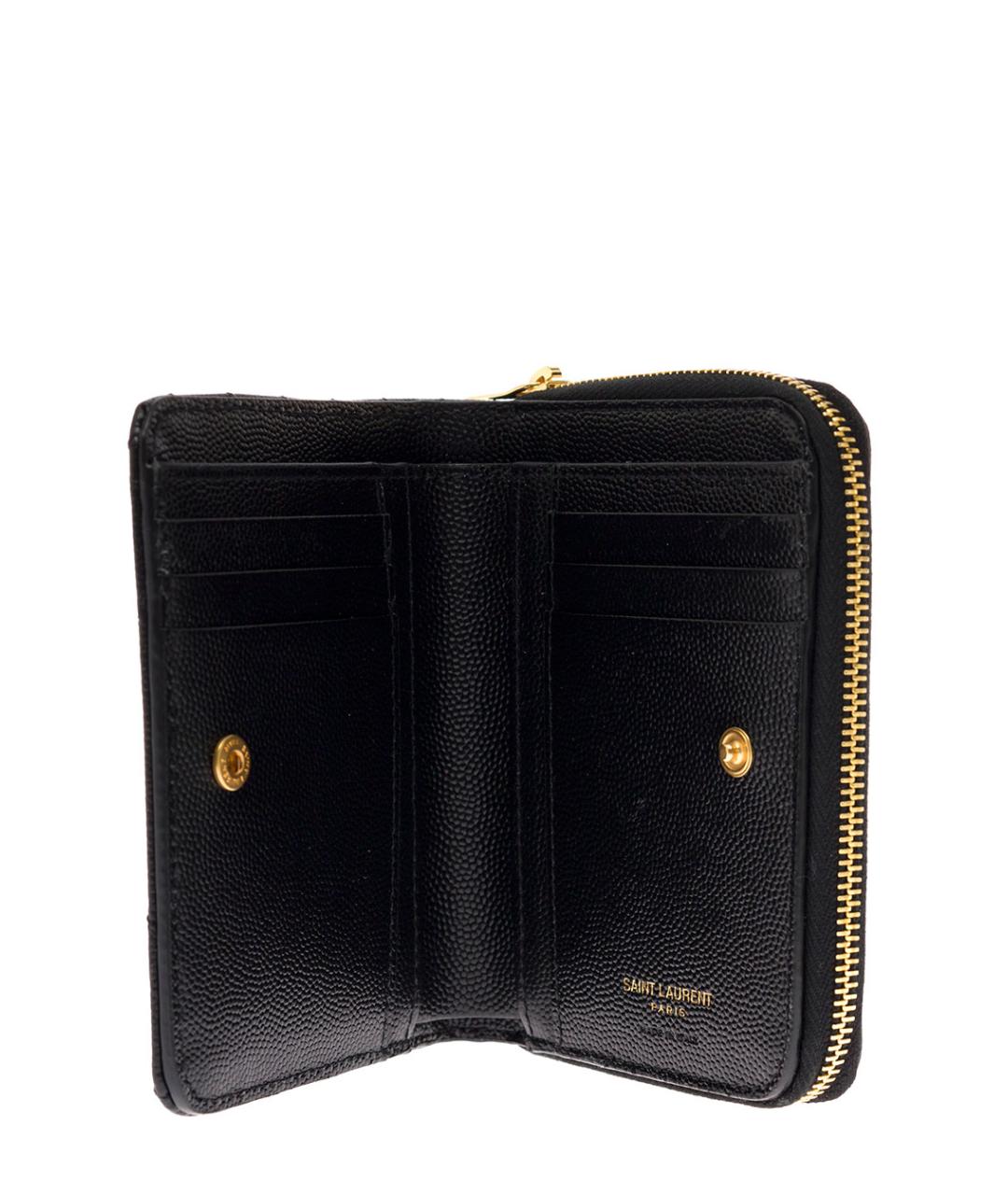 SAINT LAURENT Черный кожаный кошелек, фото 3