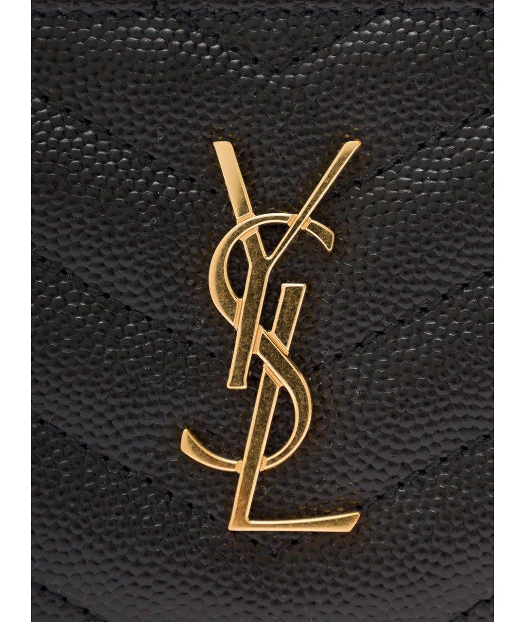 SAINT LAURENT Черный кожаный кардхолдер, фото 4