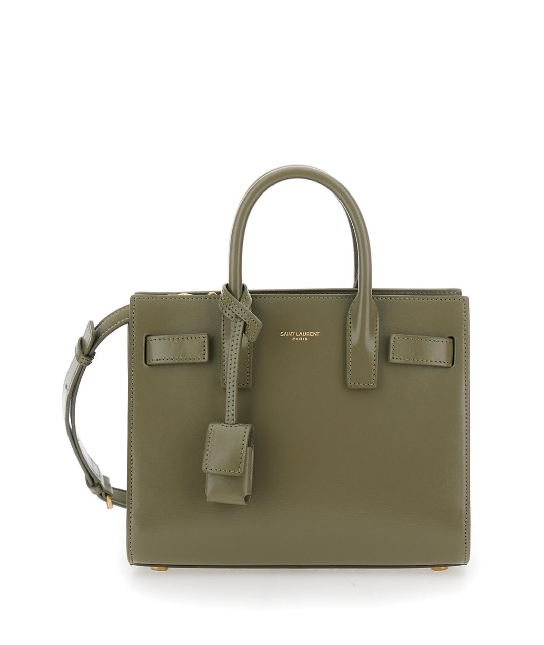 SAINT LAURENT Зеленая кожаная сумка через плечо, фото 1