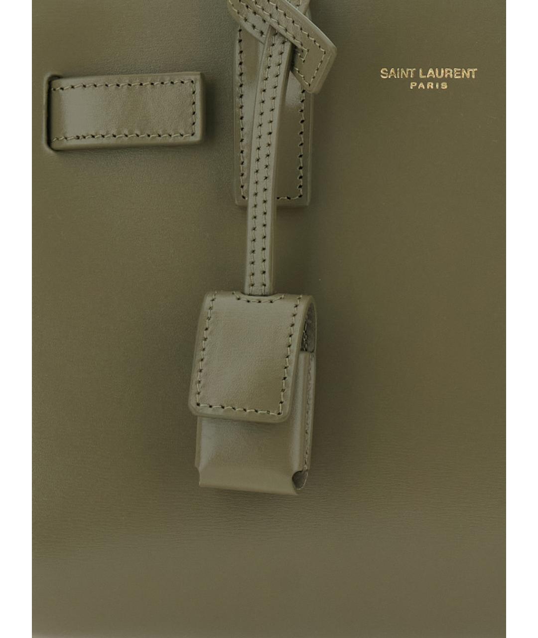 SAINT LAURENT Зеленая кожаная сумка через плечо, фото 3