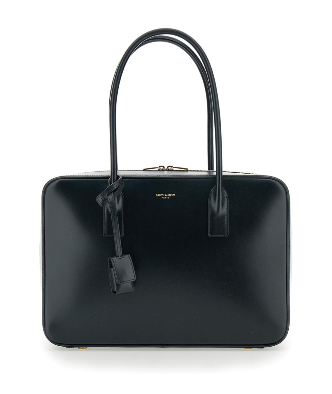 SAINT LAURENT Черная кожаная сумка тоут, фото 1