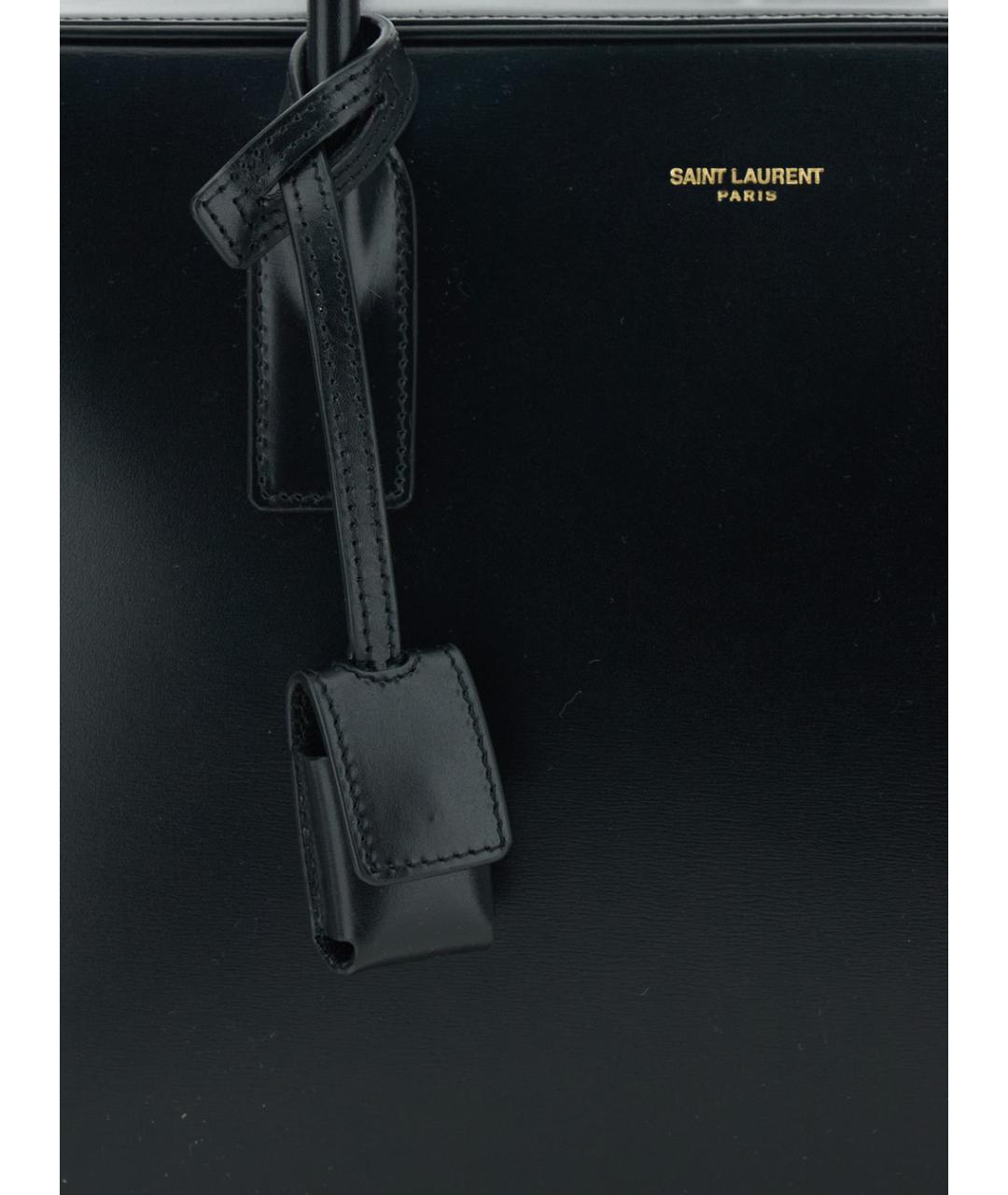 SAINT LAURENT Черная кожаная сумка тоут, фото 3
