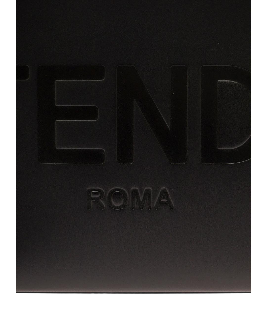 FENDI Черная кожаная сумка тоут, фото 4