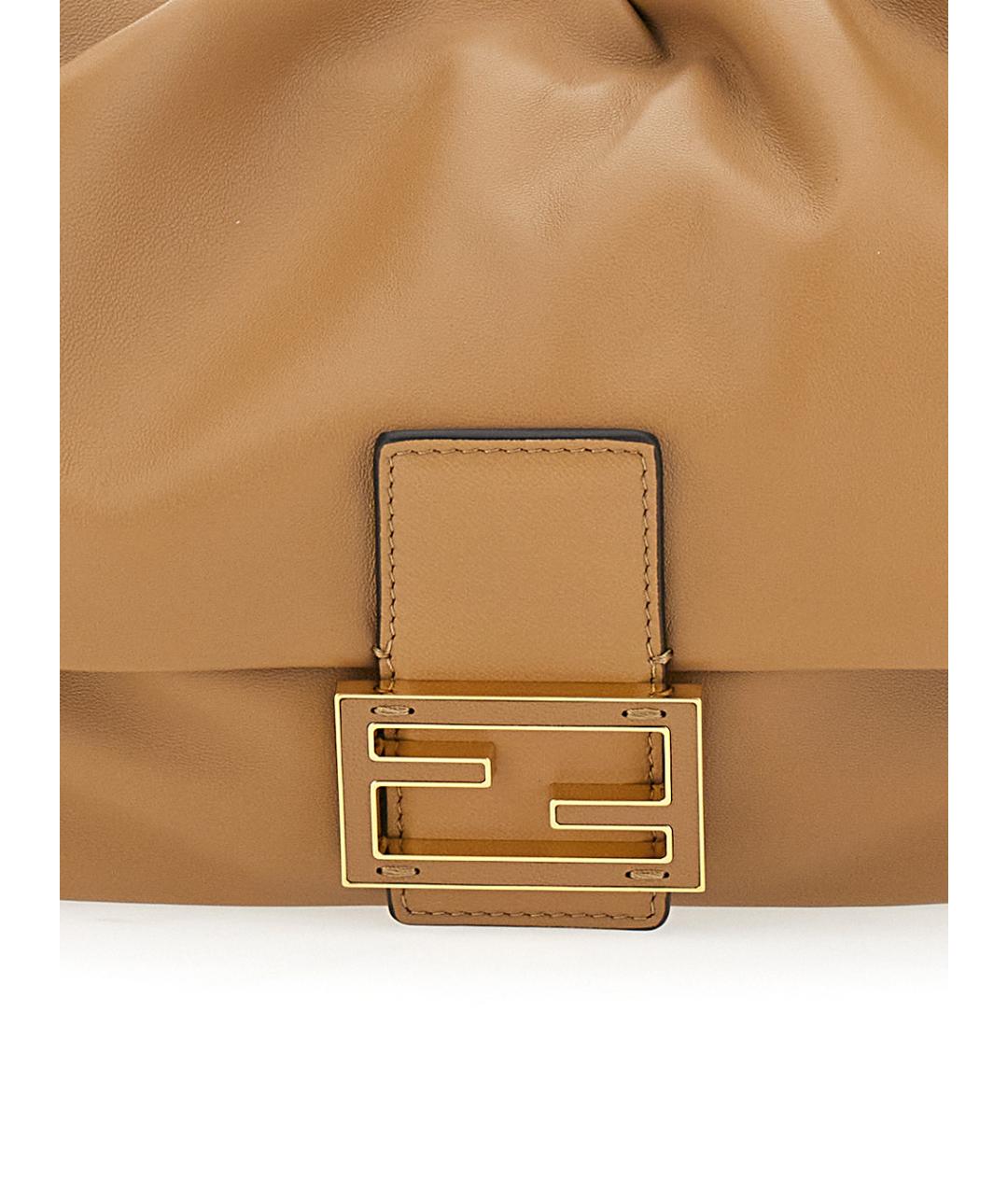 FENDI Бежевая кожаная сумка через плечо, фото 3