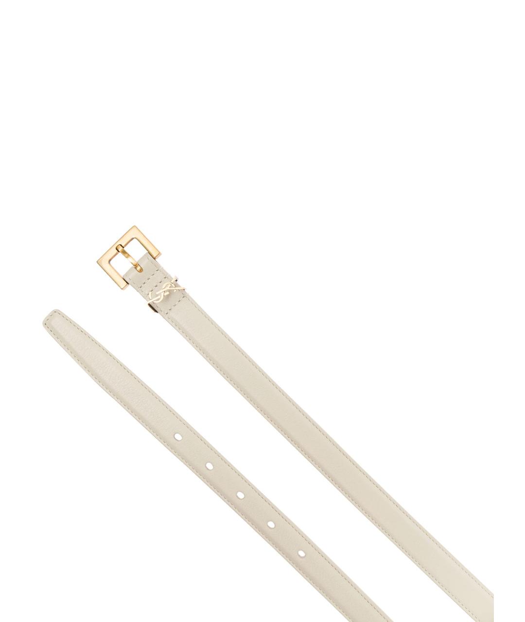 SAINT LAURENT Белый кожаный ремень, фото 3
