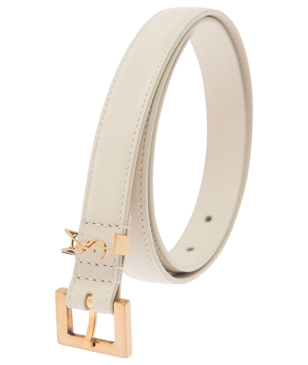 SAINT LAURENT Белый кожаный ремень, фото 2