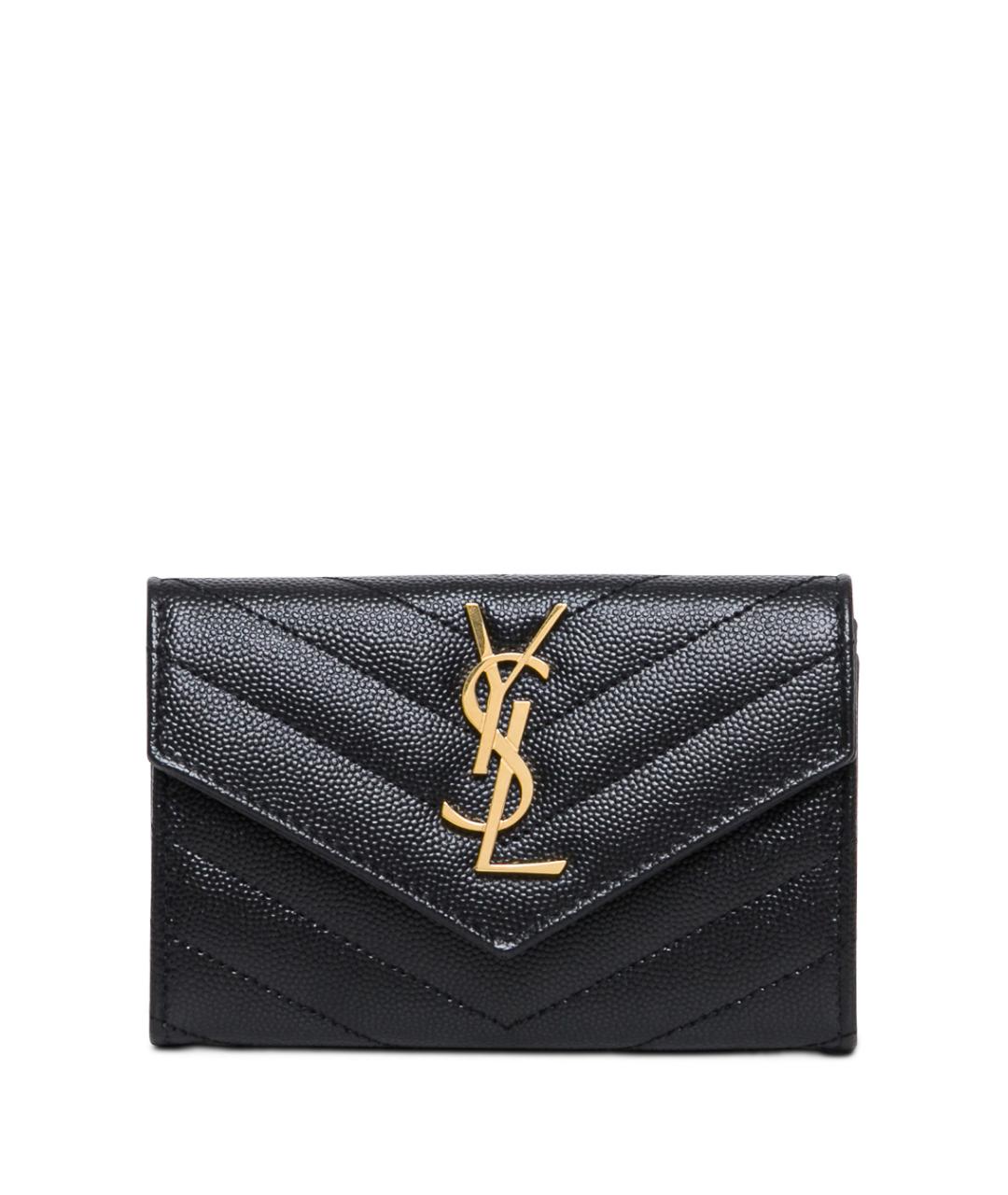 SAINT LAURENT Черный кожаный кошелек, фото 1