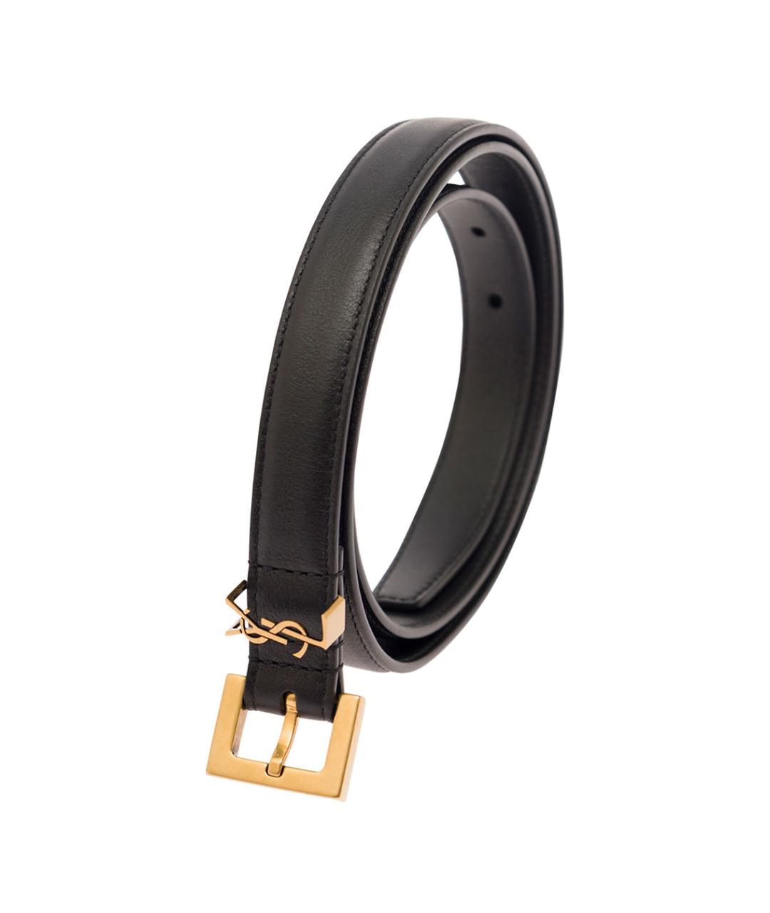 SAINT LAURENT Черный кожаный ремень, фото 2