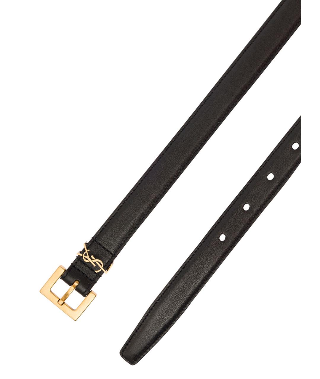 SAINT LAURENT Черный кожаный ремень, фото 3