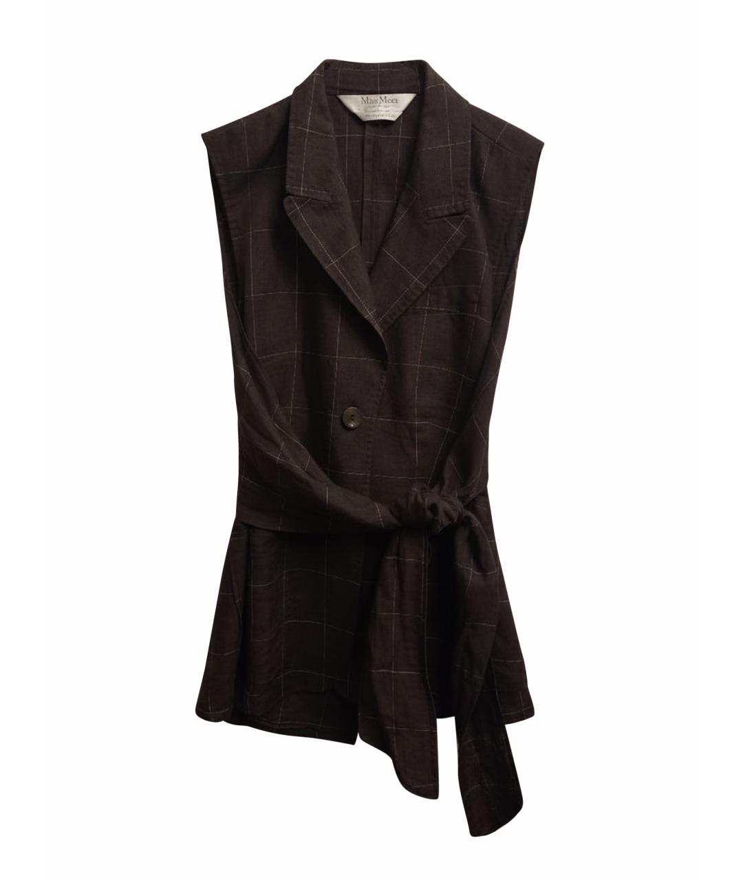 MAX MARA Коричневый льняной жилет, фото 1