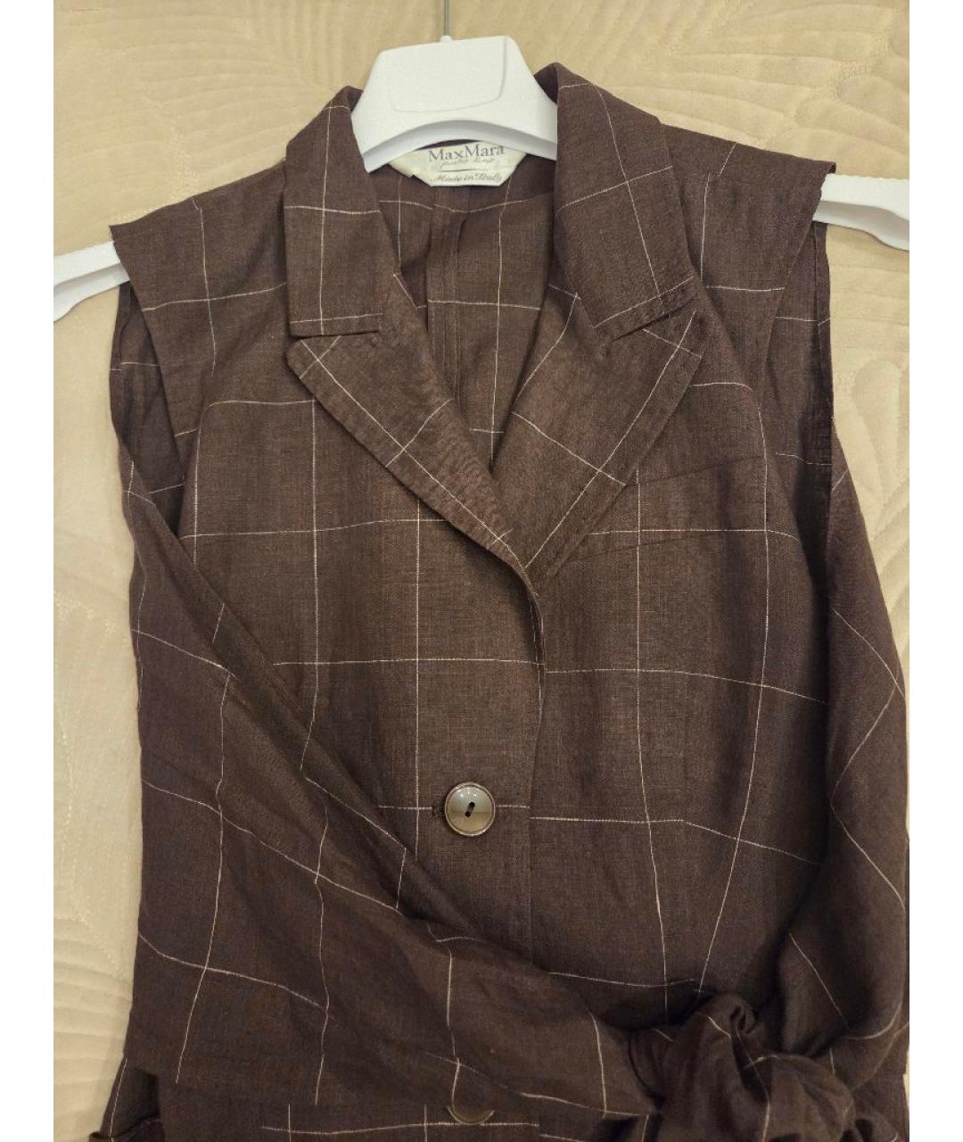 MAX MARA Коричневый льняной жилет, фото 3
