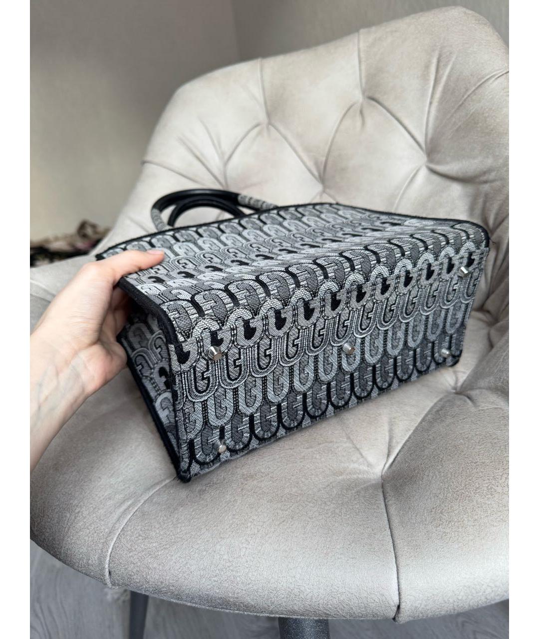 FURLA Серая жаккардовая сумка с короткими ручками, фото 7